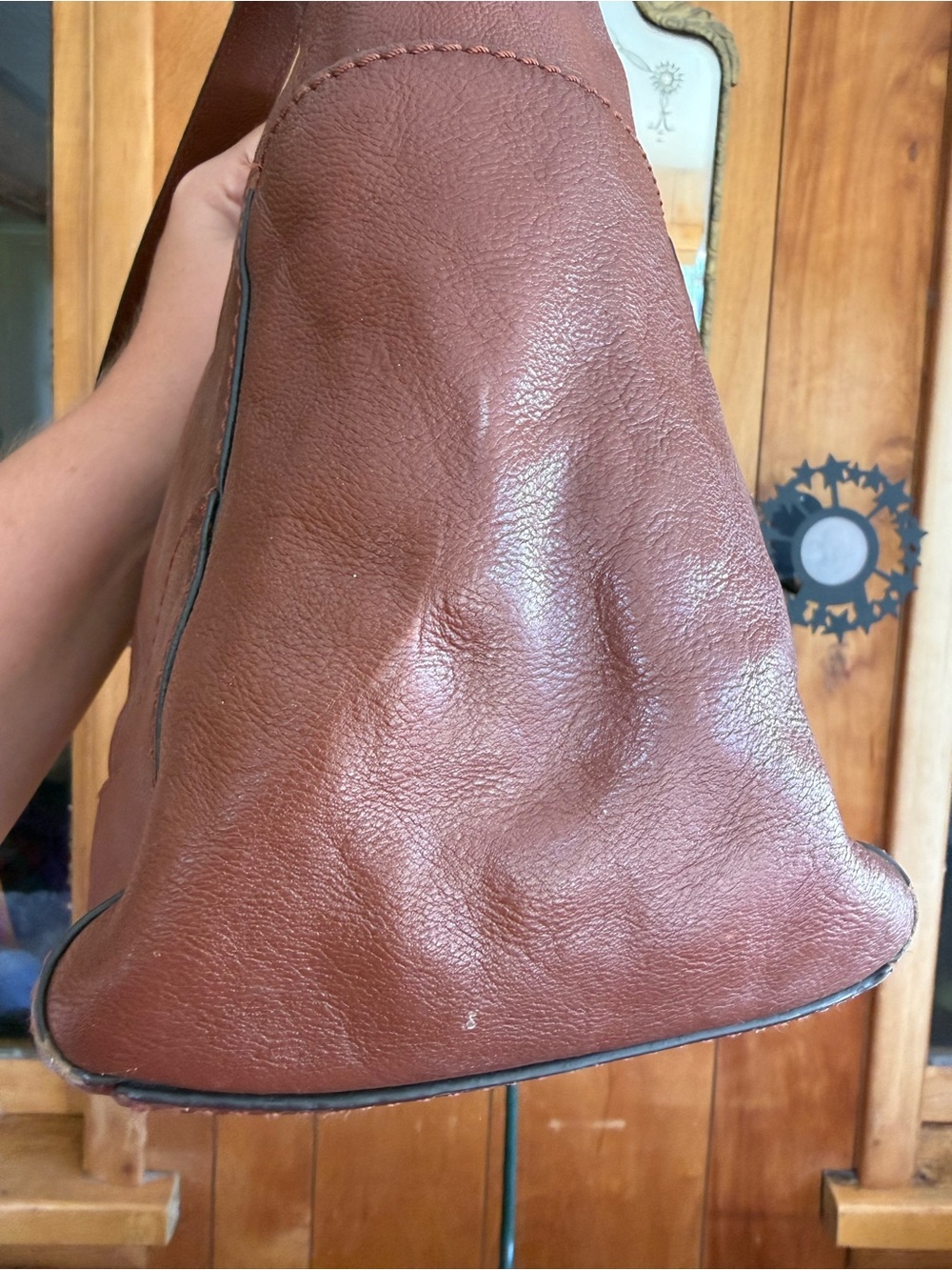 Frye Women's Cognac Brown Leather Purse Hobo Bag - Picture 6 of 16